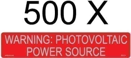 Reflective Warning Photovoltaic Power Source Label 500 pack